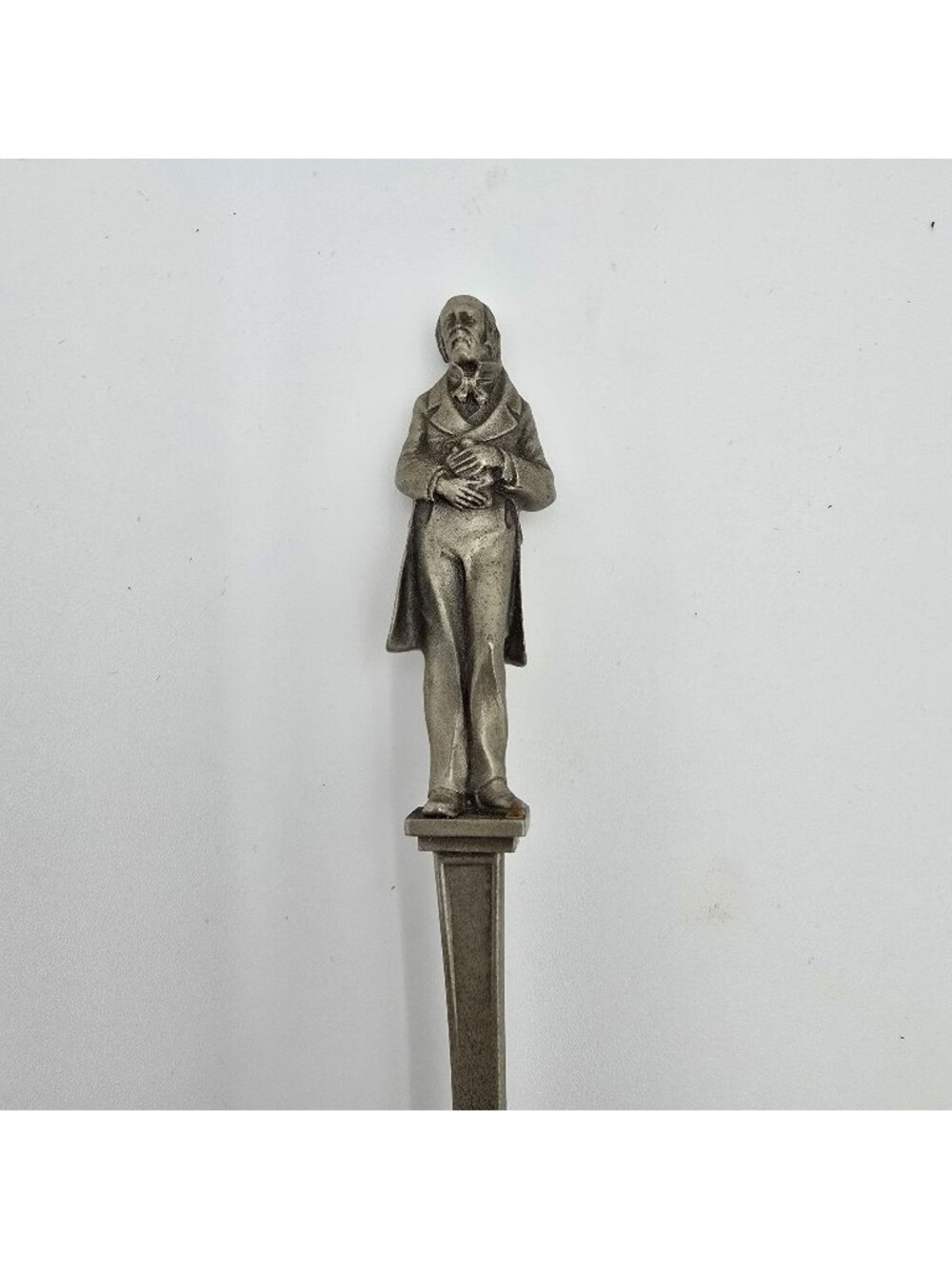 Antique Pewter Commemorative Spoon Nathan Scene Handle Statue Decorative Detail
